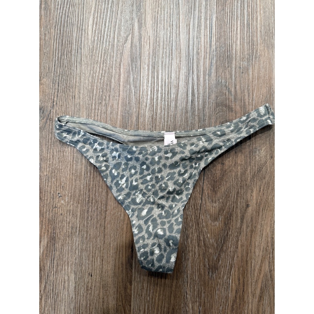 Victoria's Secret Womens Leopard Print High Leg Thong Panty Olive Green Sā